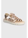 Dětské kožené sandály Geox SANDAL SOLEIMA zlatá barva