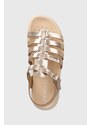 Dětské kožené sandály Geox SANDAL SOLEIMA zlatá barva