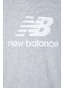 Bavlněné tričko New Balance MT41502AG šedá barva, s potiskem, MT41502AG