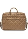 Taška na notebook 15-16" - Guess, Quilted 4G Metal Logo Brown