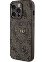Ochranný kryt na iPhone 14 Pro - Guess, 4G Colored Ring MagSafe Brown