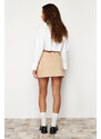 Trendyol Beige Cargo Pocket Low Waist Mini Denim Skirt