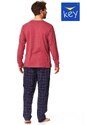 Pyjamas Key MNS 451 B22 Flannel M-2XL burgundy-navy blue