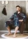 Bathrobe Key MGL 476 B22 M-2XL green-navy blue