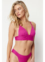 Trendyol Fuchsia Triangle Push Up Texturovaný horní díl bikin