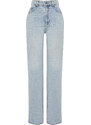 Trendyol Blue Pale Effect Vintage High Waist Wide Leg Jeans