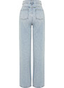Trendyol Blue Pale Effect Vintage High Waist Wide Leg Jeans