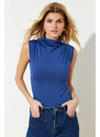 Trendyol Dark Indigo Turtleneck Sleeveless Elastic Snap Snap Smart Knitted Body