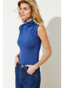 Trendyol Dark Indigo Turtleneck Sleeveless Elastic Snap Snap Smart Knitted Body