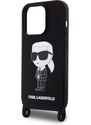 Ochranný kryt na iPhone 15 Pro MAX - Karl Lagerfeld, Liquid Silicone Crossbody Ikonik Black