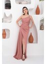 Carmen Powder Satin One-Shoulder Long Evening Dress