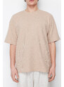 Trendyol Camel Oversize/Wide-Fit Crew Neck Short Sleeve Basic Textured T-shirt