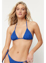 Trendyol Saxe Triangle Textured Bikini Top