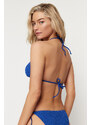 Trendyol Saxe Triangle Textured Bikini Top