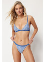 Trendyol White-Blue Striped Triangle Texture Regular Bikini Set