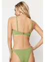 Trendyol Green Strapless Accessory Bikini Top