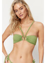 Trendyol Green Strapless Accessory Bikini Top