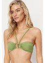 Trendyol Green Strapless Accessory Bikini Top