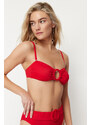 Trendyol Red Strapless Accessory Bikini Top