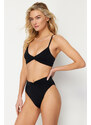 Trendyol Black Knotted High Waist Regular Bikini Bottom