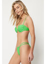 Trendyol Green Tunnel High Leg Brazilian Bikini Bottom