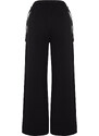 Trendyol Black Waist Detailed Normal Waist Wide Leg Jeans