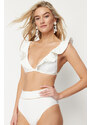 Trendyol Bridal Ecru Triangle Frilly Bikini Top