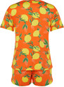 Trendyol Orange 100% Cotton Fruit Patterned Knitted Pajamas Set