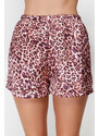 Trendyol Multicolored Leopard Patterned Satin Shirt-Shorts Woven Pajama Set