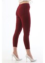 BİKELİFE Claret Red Plus Size High Waist Lycra Gabardine Leggings Trousers.