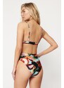 Trendyol Abstract Pattern Triangle High Waist High Leg Hipster Bikini Set