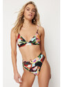 Trendyol Abstract Pattern Triangle High Waist High Leg Hipster Bikini Set