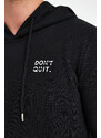 River Club Men's Black Dont Quit Printed 3 Thread Hooded Sweatshirt