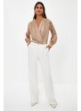 Trendyol Mink Satin Double Breasted Collar Woven Body