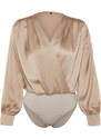 Trendyol Mink Satin Double Breasted Collar Woven Body