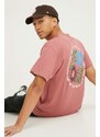 Bavlněné tričko Vans růžová barva, s potiskem