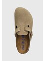 Kožené pantofle Birkenstock Boston SFB dámské, béžová barva, 1019484