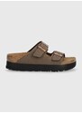 Pantofle Birkenstock Arizona Platform Flex dámské, hnědá barva, na platformě, 1027417