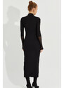 Cool & sexy dámské černé tyl detailní midi šaty s rukavicemi