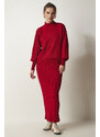 Happiness İstanbul Women's Red Ribbed Knitwear With Sweater Dress