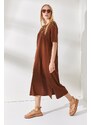 Olalook Women's Bitter Brown Side Slit Oversize Dress