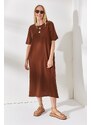 Olalook Women's Bitter Brown Side Slit Oversize Dress