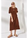 Olalook Women's Bitter Brown Side Slit Oversize Dress