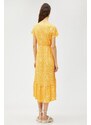 Koton Dámské žluté vzorované šaty