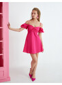 Koton Draped Mini Dress with Balloon Sleeves