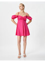 Koton Draped Mini Dress with Balloon Sleeves