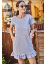 armonika Women's Gray Short Sleeve Frill Six Side Dress