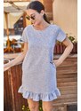 armonika Women's Gray Short Sleeve Frill Six Side Dress