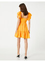 Koton Crew Neck Orange Above Knee Dress For Women 3sak80003ew