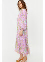 Trendyol Pink Floral Lined Woven Chiffon Dress